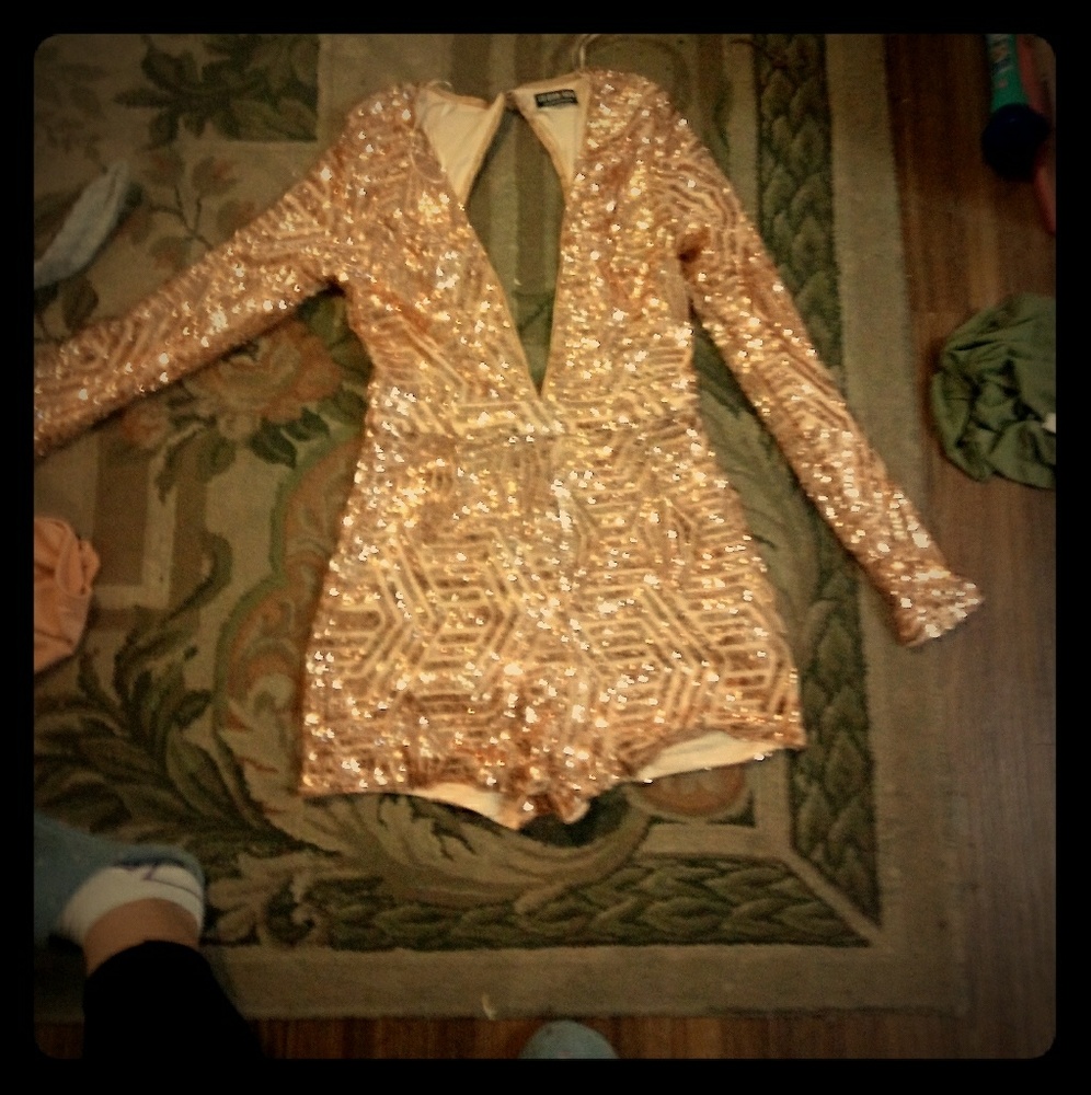 Fashion Nova gold romper